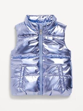 Old Navy Bleu Metallic  Puffer Vest